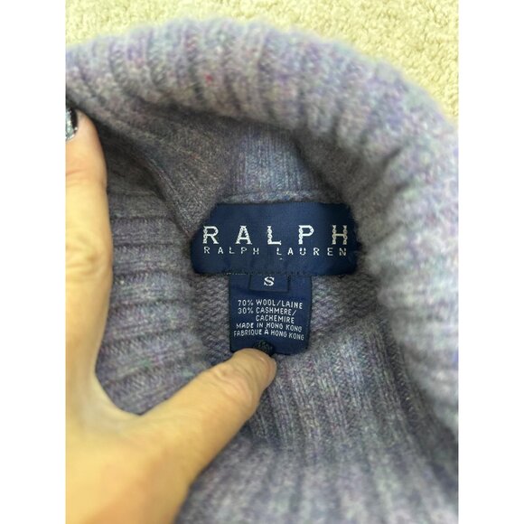 Ralph Lauren Women’s S Wool Cashmere Turtleneck Sweater Lavender Ribbed Knit - Picture 6 of 12